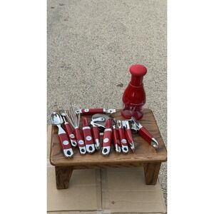 KitchenAid Chopper + Red Kitchen Utensil Lot Can Opener Whisk Scoop